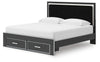 Zuraleus King Upholstered Panel Platform Storage Bed - Black