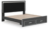 Zuraleus King Upholstered Panel Platform Storage Bed - Black