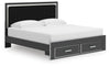 Zuraleus King Upholstered Panel Platform Storage Bed - Black