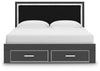 Zuraleus King Upholstered Panel Platform Storage Bed - Black
