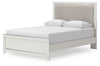 Zuraleus Queen Upholstered Panel Platform Bed - White