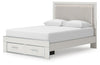 Zuraleus Queen Upholstered Panel Platform Storage Bed - White