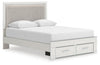 Zuraleus Queen Upholstered Panel Platform Storage Bed - White