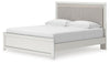 Zuraleus King Upholstered Panel Platform Bed - White