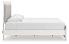 Zuraleus King Upholstered Panel Platform Bed - White