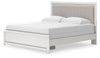 Zuraleus King Upholstered Panel Bed - White