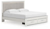 Zuraleus King Upholstered Panel Platform Storage Bed - White