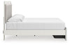 Zuraleus King Upholstered Panel Platform Storage Bed - White