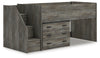 Frandern Twin Loft Bed with Drawer Storage - Gray