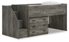 Frandern Twin Loft Bed with Drawer Storage - Gray