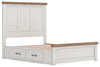 Savonport Queen Panel Bed with Storage - White/Brown