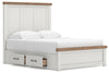 Savonport Queen Panel Bed with Storage - White/Brown