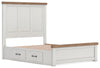 Savonport Queen Panel Bed with Storage - White/Brown (B4615B14)