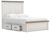 Savonport Queen Panel Bed with Storage - White/Brown (B4615B14)