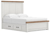 Savonport Queen Panel Bed with Storage - White/Brown (B4615B14)