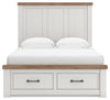 Savonport Queen Panel Storage Bed - White/Brown