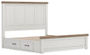 Savonport King Panel Bed with Storage - White/Brown