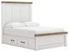 Savonport Full Panel Bed with Storage - White/Brown (B4615B19)