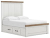 Savonport Full Panel Bed with Storage - White/Brown