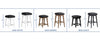 Backless Upholstered Seat Blk + Adj Hgt Swivel Base Brn