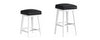 Backless Upholstered Seat Blk + Adj Hgt Swivel Base Brn