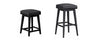 Backless Upholstered Seat Blk + Adj Hgt Swivel Base Brn