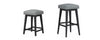 Backless Upholstered Seat Gra + Adj Hgt Swivel Base Wh