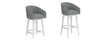 Barrel Upholstered Seat Gra + Adj Hgt Swivel Base Wh