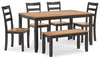 Gesthaven Dining Table with 4 Chairs and Bench (Set of 6) - Natural/Brown