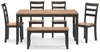 Gesthaven Dining Table with 4 Chairs and Bench (Set of 6) - Natural/Brown