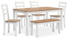 Gesthaven Dining Table with 4 Chairs and Bench (Set of 6) - Natural/White