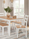 Gesthaven Dining Table with 4 Chairs and Bench (Set of 6) - Natural/White