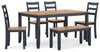 Gesthaven Dining Table with 4 Chairs and Bench (Set of 6) - Natural/Blue