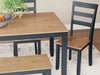 Gesthaven Dining Table with 4 Chairs and Bench (Set of 6) - Natural/Blue