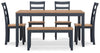Gesthaven Dining Table with 4 Chairs and Bench (Set of 6) - Natural/Blue