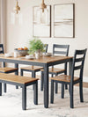 Gesthaven Dining Table with 4 Chairs and Bench (Set of 6) - Natural/Blue