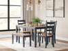 Gesthaven Dining Table with 4 Chairs and Bench (Set of 6) - Natural/Blue