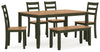 Gesthaven Dining Table with 4 Chairs and Bench (Set of 6) - Natural/Green