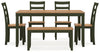 Gesthaven Dining Table with 4 Chairs and Bench (Set of 6) - Natural/Green