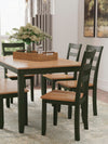 Gesthaven Dining Table with 4 Chairs and Bench (Set of 6) - Natural/Green