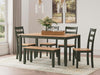 Gesthaven Dining Table with 4 Chairs and Bench (Set of 6) - Natural/Green
