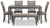 Wrenning Dining Table and 4 Chairs and Bench (Set of 6)