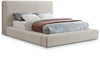 Devin Linen Textured Upholstered Bed — King / Beige