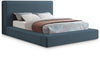 Devin Linen Textured Upholstered Bed — King / Navy