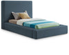 Devin Linen Textured Upholstered Bed — Twin / Navy
