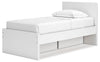 Onita Twin Panel Platform Bed with 1 Side Storage - White