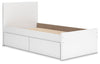 Onita Twin Panel Platform Bed with 1 Side Storage - White