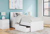 Onita Twin Panel Platform Bed with 1 Side Storage - White