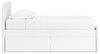 Onita Twin Panel Platform Bed with 1 Side Storage - White