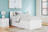 Onita Twin Panel Platform Bed with 1 Side Storage - White